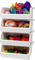 Extra Large Stackable Plastic Storage Bins, 4-Pack, White | Open-Front Stackable Bins For Garage, Pantry, Closet & Office, 14,8"L X 16,5"W X 7"H, Nests When Empty, Durable Plastic, by Akro-Mils