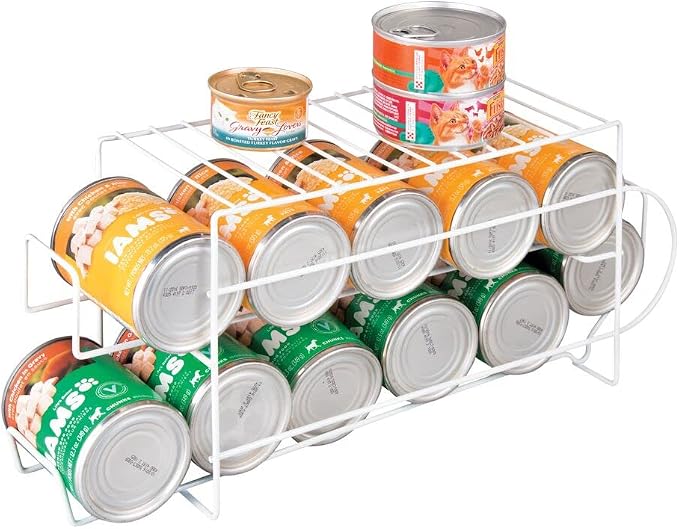 mDesign Food Storage Rack - 2 Tier Metal Storage Shelves for Canned Food - Kitchen Food Rack Suitable for The Pantry, Cabinets and Drawers - White - Image 4