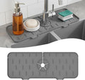 Silicone Faucet Handle Drip Catcher Drying Tray Mat Dish Soap Sponge Holder Accessories Gadgets for Kitchen Counter Bathroom Kitchen Sink Splash Guard (Gray, 14.56") by Unknown