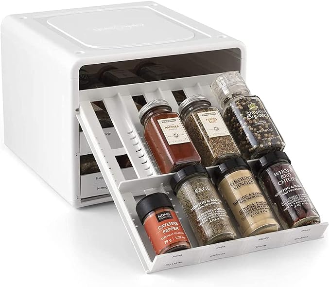 YouCopia SpiceStack® Adjustable Spice Rack Organizer, Pull-Down 24-Bottle Seasonings and Spices Holder for Kitchen Cabinet and Pantry Organization with 104 Included Labels | Adjustable by YouCopia