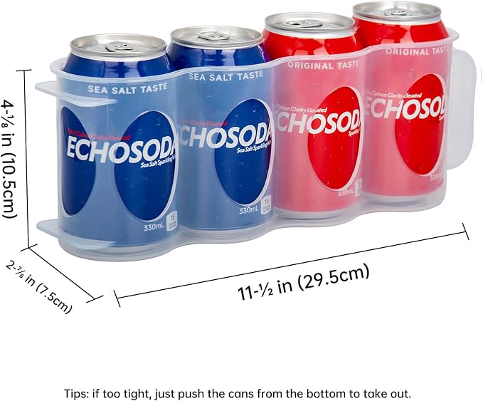 Portable Soda Can Organizer for Refrigerator, Clear, 2 Pack | Soda can holder for cooler, with handle, stackable, eco-friendly plastic, keep soda cans and beer bottles from rolling - Image 2
