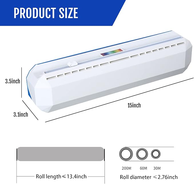 Plastic Wrap Dispenser with Cutter, Reusable Cling Film Dispenser, Cling Wrap Dispenser with Slide Cutter, Also for Aluminum Foil, Tin Foil, Baking Paper (XL) - Image 4