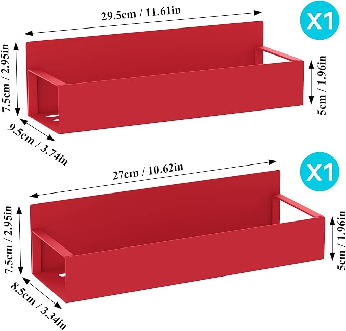 2 Pack Magnetic Spice Storage Rack Organizer for Refrigerator and Oven, Red Fridge Organizers and Storage | Magnetic Shelves Heavy Duty for Fridge in Kitchen, Seasoning Storage Organizer, For Oven Washer and Dryer, For Heavier Items - Image 7