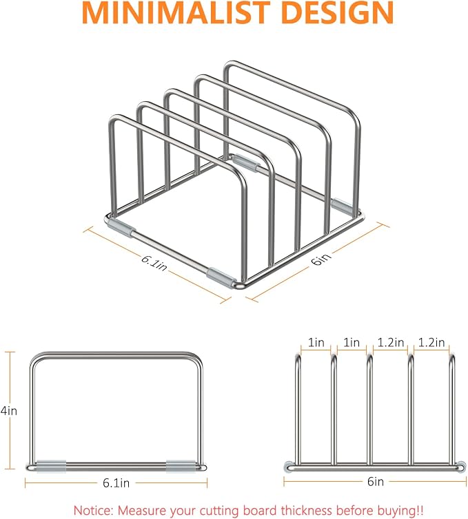 Cutting Board Holder Stand, Chopping Board Storage Rack, Cutting Board Organizer, 304 Stainless Steel Chopping Board Holder, Cookie Sheets Organizer 1.0+1.2 Inch Width Slots(Large) - Image 2