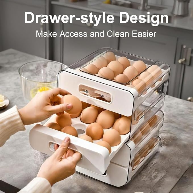 Koja 32-Egg Stackable Fridge Organizer - 2-Drawer BPA-Free Storage Container - Image 2