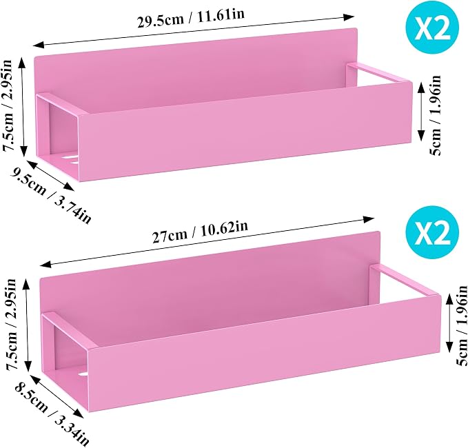 Metal Magnetic Spice Rack for Refrigerator Pink, 4 Pack | Magnetic Shelves Heavy Duty for Fridge in Kitchen, Seasoning Storage Organizer, For Oven Washer and Dryer, For Heavier Items - Image 7