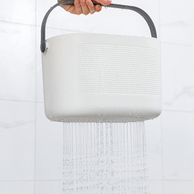 Plastic Portable Shower Caddy Basket, Storage Organizer with Handle, Grey | Bottom Drain Holes, Keep Dry, Sturdy and Durable, Easy to Carry for Bathroom, Kitchen, Dorm Room, RV, College - Image 6