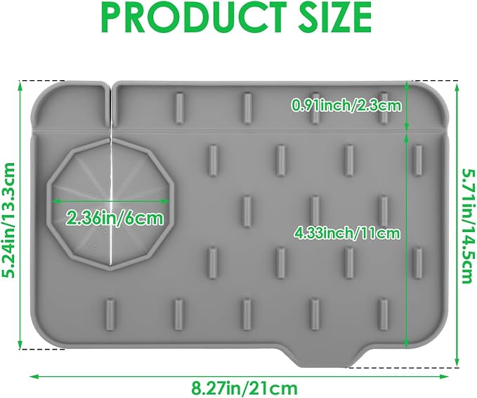 2Pcs Silicone Sink Faucet Splash Guard Mat Sponge Holder 8.3 x 5.3 Inch | Soap Dish Pad Faucet Handle Drip Catch, Sink Protector Tray, with Outlet & Slope, for Bathroom Kitchen Countertop, RV Gadget - Image 2