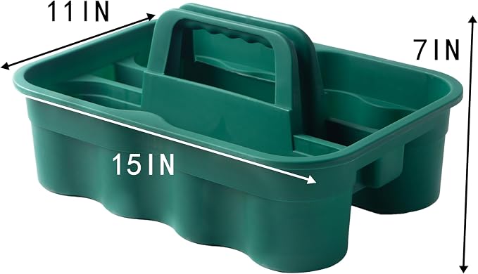 Matthew 5 Pack Large Plastic Tote Tool & Deluxe Supply Cleaning Caddy with Handle Portable Shower Basket Storage Caddy for Cleaning Products,Take-Out Drink,Bathrooms - Green - Image 2