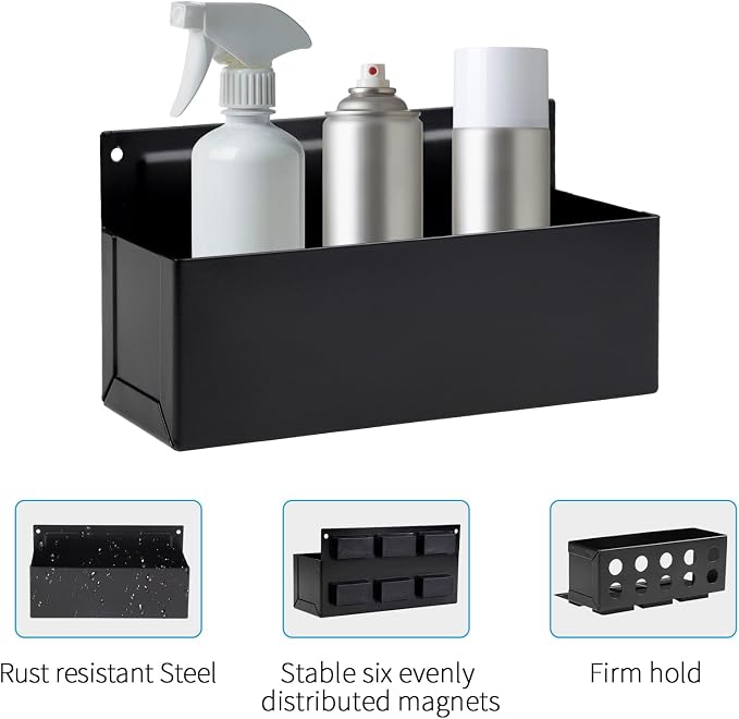 Magnetic Aerosol Spray Can Holder, Magnet Toolbox Bottle Holder, Tool Box Storage Rack for Garage and Home, Craft Workspace, Mechanic Paint Bottle Can Organizer, Black, 3"x8.3" - Image 3