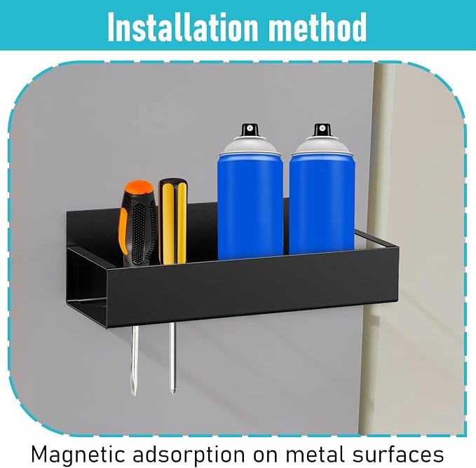 2 Pcs Magnetic Spray Can Holder, Magnet Toolbox Holder, Wall Mounted Spray Bottle Rack, Mechanic Paint Can Organizer, Tool Box Storage Rack for Garage Home Workspace (Black) - Image 7