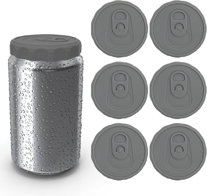 Silicone Soda Can Lids, 6 Pack Reusable Silicone Can Covers, Can Stopper or Protector For Soda, Beer, Drink, Juice, Coke, Beverage, Fits Standard Cans by Hoimoto