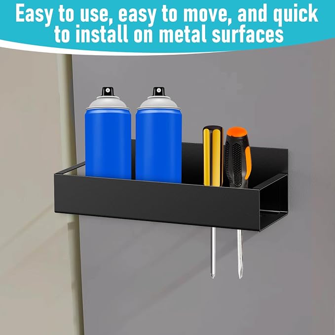 2 Pcs Magnetic Spray Can Holder, Magnet Toolbox Holder, Wall Mounted Spray Bottle Rack, Mechanic Paint Can Organizer, Tool Box Storage Rack for Garage Home Workspace (Black) - Image 5