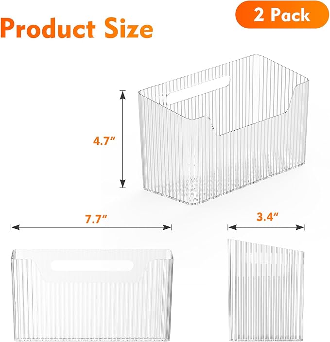 2 Pack Adhesive Storage Cabinet Door Caddy Organizer,Stackable Clear Plastic Storage Organizer Adhesive Hanging Bin for Bathroom, Kitchen,Pantry - Image 2