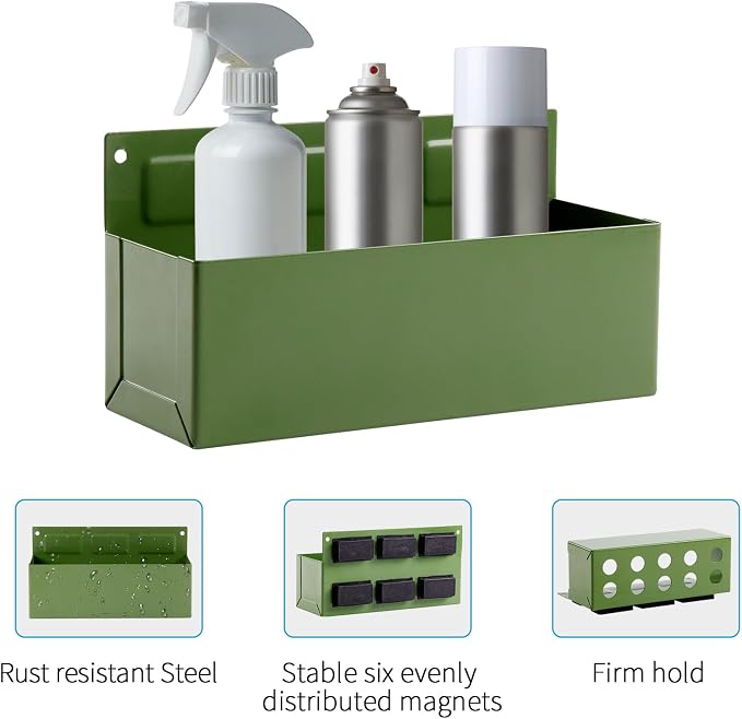 Magnetic Aerosol Spray Can Holder, Magnet Toolbox Bottle Holder, Tool Box Storage Rack for Garage and Home, Craft Workspace, Mechanic Paint Bottle Can Organizer, Green, 3"x8.3" - Image 3