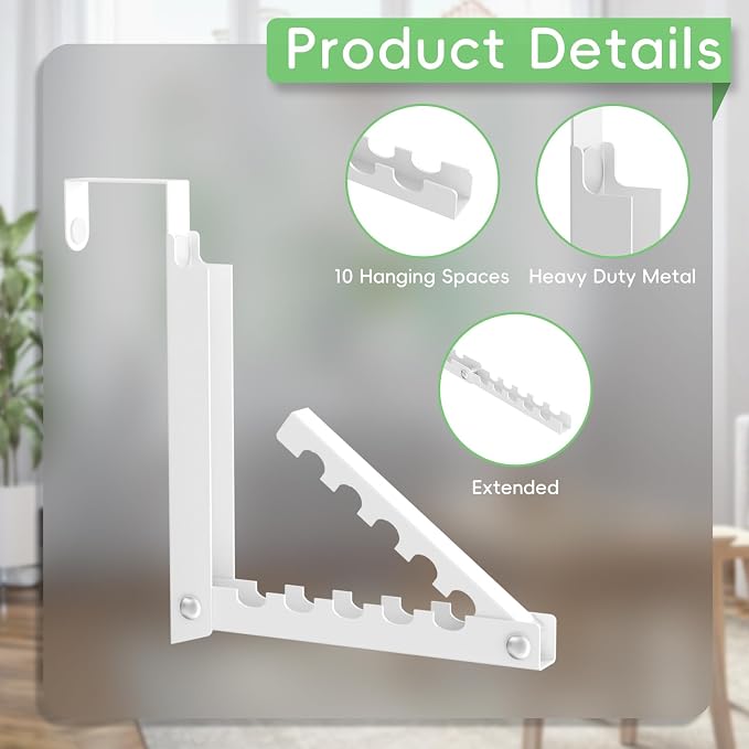 Over the Door Hook, Door Hooks for Hanging Towels, Bags,Coats,Umbrellas, Mirrors, Over Door Hanger, Suitable for Bathrooms, Bedrooms, Laundry Rooms, Kitchens, Storage Rooms (White-1) - Image 4