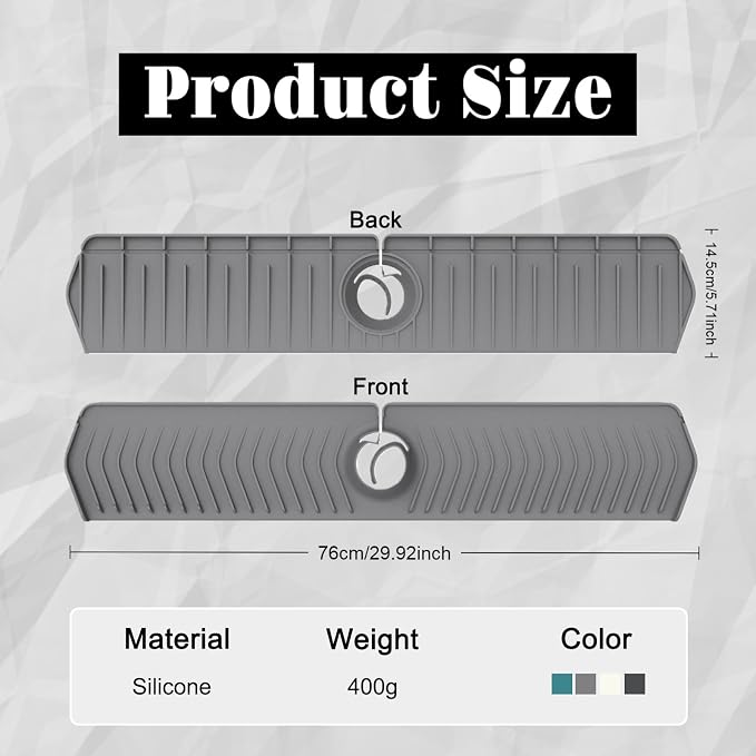30 Inch Silicone Kitchen Sink Faucet Mat, Adjustable Waterproof Splash Guard Draining Mat Keep Countertops Dry (Green) - Image 2