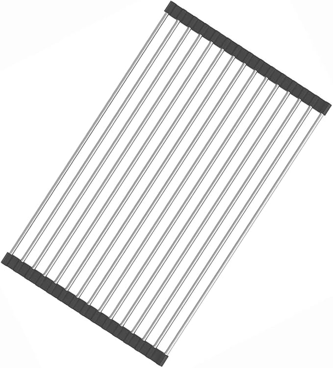 Stainless Steel Roll Up Dish Rack Over The Sink Roll Out Dish Drying Rack for Kitchen Dishes,Cups by Fafcitvz