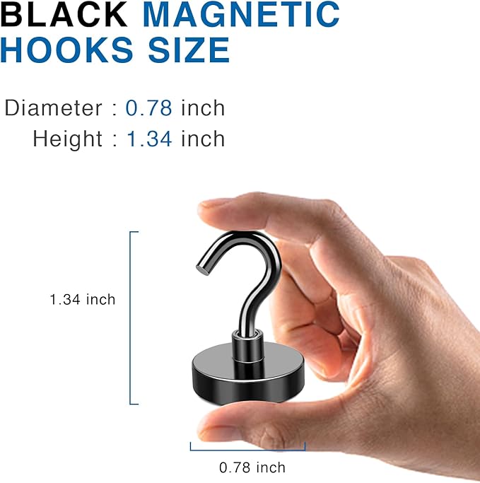 LOVIMAG Magnetic Hooks, Cruise Essentials 2026, 12 Pack-50LBS | Heavy Duty Strong Magnet Hook for Cruise Cabin, Refrigerator Fridge, Ship, Classroom, Kitchen Grills, Black - Image 2