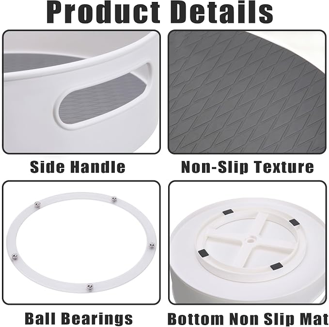 Lazy Susan Turntable 11.8 in 360 ° Rotates Multipurpose Round Turntable for Cabinet, Pantry, Kitchen, Countertop, Fridge, Bathroom Organizer (Large) - Image 6