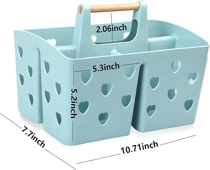 Portable Shower Caddy Plastic Shower Basket Organizer with Handle, Blue | Divided Bathroom Caddy Storage Cleanning Caddy Tote for College, Dorm Room, Kitchen - Image 6
