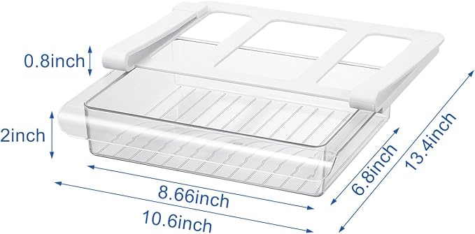 Pull-Out Fridge Drawer Organizer - Under Shelf Storage Bins for Cheese Slices, Deli Meat & Small Items - Space Saving Refrigerator Organizer (2" Height x 8.66" Width) - Image 2