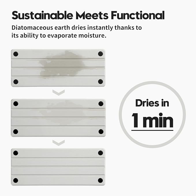 Instant Dry Sink Caddy Kitchen Sink Organizer, Quick Drying Diatomaceous Earth Stone Sink Tray Sponge Holder Soap Dish, Bathroom Countertop Vanity Dispenser Toothbrush Bottle, White, 10" x 4" - Image 3