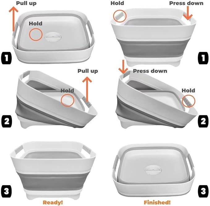 2.6 Gal(10L) Collapsible Wash Basin for Baby Bottles,Pink Space-Saving Collapsible Dish Basin with Drain Plug for bottle washing, Collapsible Bucket for RV Kitchen Essentials - Image 6