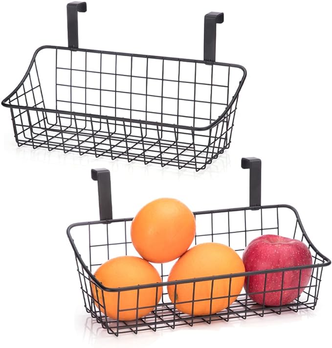 LeleCAT Over Cabinet Door Basket with hook Grid Storage Basket, Kitchen Storage Organizer,Over Cabinet Door Organizer,Hanging it behind a door or on a railing, Small, BLack,2 Pack - Image 6