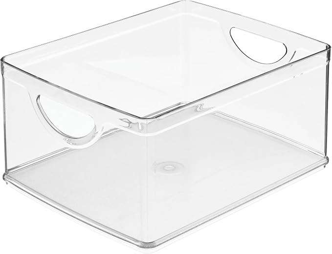 iDesign Plastic Stackable Kitchen Cabinet Storage Bin with Handles - Clear Pantry Organizer Medium (Pack of 4) - Image 9