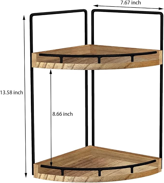Dorhors Corner Bathroom Counter Organizer,Vanity Countertop Storage Shelf | 2-Tier Rustic Brown Rack Holder for Skincare,Perfume,Makeup,Lotion,Wood Sink Tray Stand for Kitchen,Restroom,Dresser - Image 3