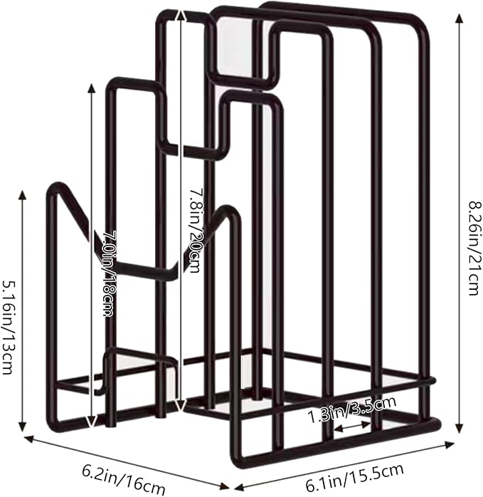 Multifunctional Cutting Board Organizer, Cutting Board Holder Rack Baking Cookie Pan Sheets Cooling Racks Storage Stand for Kitchen Cabinet -Divided Holder with 4 Slots (1PS Black) - Image 5