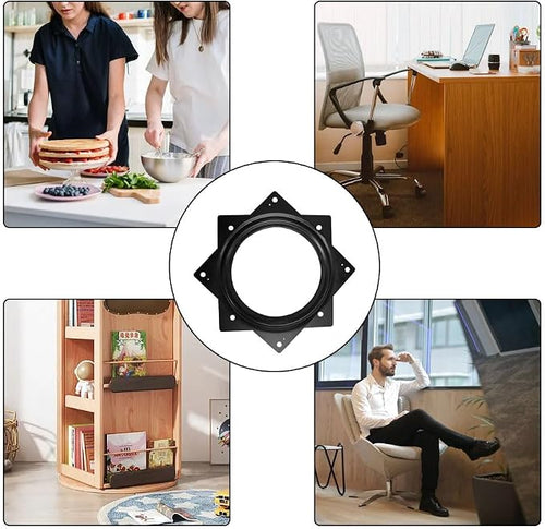 1 Pcs 6 Inch Square Lazy Susan Swivel Plate - Turntable Hardware (Black) - Image 2