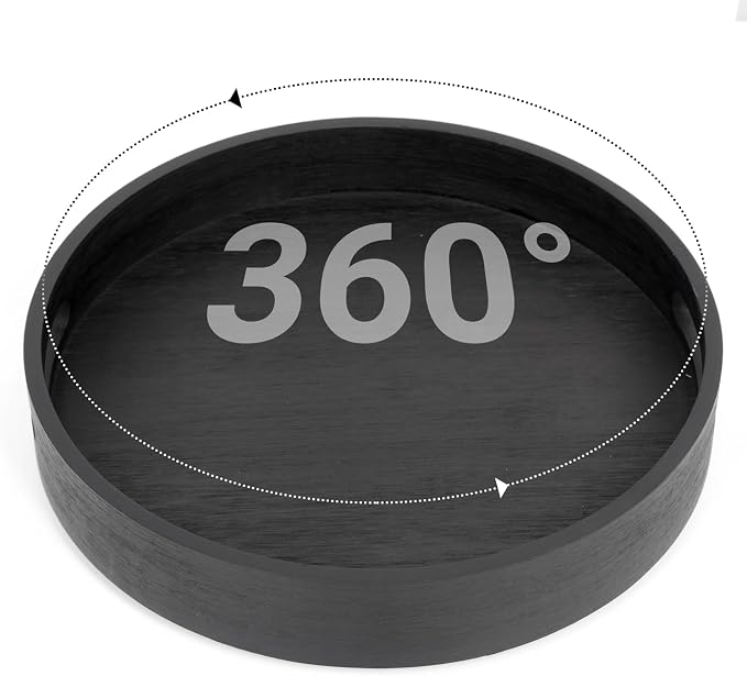 10in Black Bamboo Lazy Susan Turntable Organizer for Pantry | Tall Side Anti-Fall, Organizer Turntable for Countertop & Cabinet | Round Spice & Seasoning Condiment Spinner Tray by Mamalucky