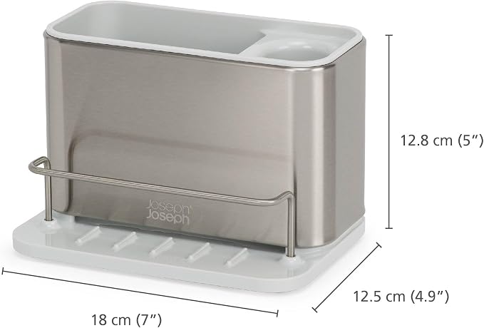 Joseph Joseph Surface Stainless Steel Caddy Sink Area Organizer and Sponge Holder, Stone - Image 6