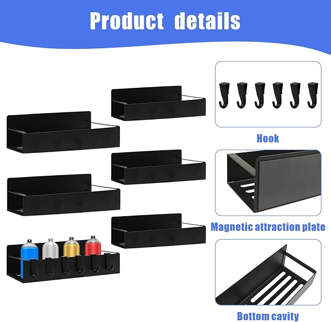 6 Pcs Magnetic Aerosol Spray Can Holder, Steel Magnet Toolbox Bottle Rack | Mechanic Paint Can Organizer Tool Box Storage Rack, for Garage Home Workspace - Image 3