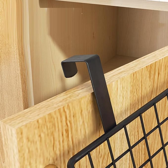 LeleCAT Cabinet Door Organizer Basket with hook Grid Storage Basket, Hang it behind a door or on a railing,BLack,4 Pack - Image 6