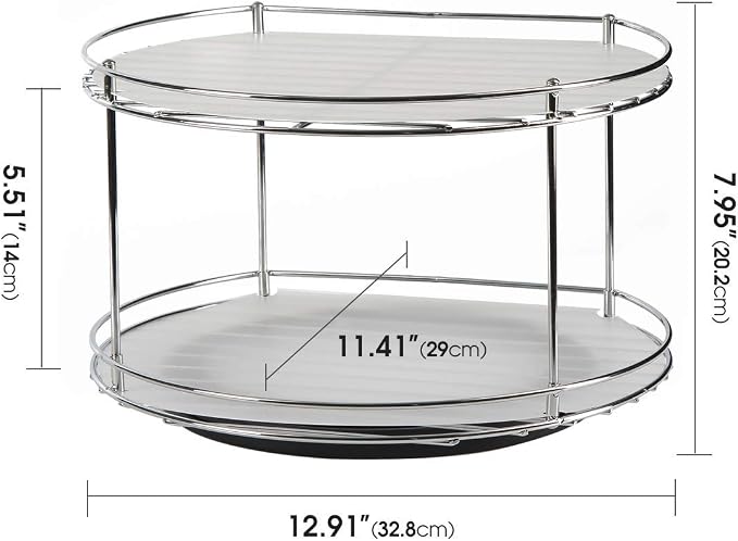 J JACKCUBE DESIGN 2 Tier Lazy Susan Turntable Cabinet Organizer - Rotating Spice Rack Storage Container - Medicine Storage Holder for Cabinets, Pantry, Fridge, Countertops - MK533A - Image 6