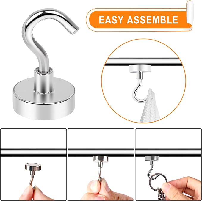 Magnetic Hooks 15P for Outdoor Hanging 30LBS Strong Magnetic | Cruise Refrigerator Hooks for Hanging, Kitchen, Garage, Classroom, Beach Vacation Kitchen Grills - Image 4