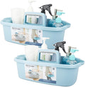 Large Cleaning Supplies Caddy Portable Shower Caddy Basket Blue 2 Pack | Sturdy Supply Organizer with Handle Plastic Bucket Tool Storage for Bathroom Bedroom Kitchen Garden College Dorm Essentials by JiatuA