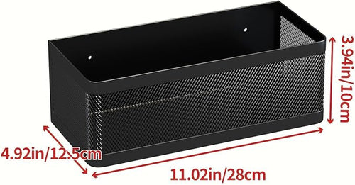 1 Pcs Magnetic Shelf For Fridge, Black, 11''L*4.9''W*3.9''H | For Whiteboard Classroom, Basket Organizer Holder, Locker Storage, Magnetic Bin Box Containers, Strong Magnetic, 16.5-Lb Load - Image 2
