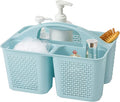 Plastic Portable Shower Caddy Basket with Handle, 3 Compartments, Blue | Storage Organizer with Drain Holes, Sturdy and Durable For Bathroom, Kitchen, College Dorm, Sink, Camping by UUJOLY