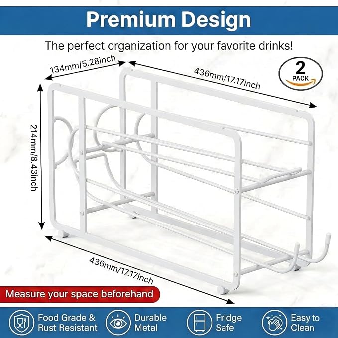 Canyave Soda Can Organizer Storage Rack, 2 Pack Stackable Beverage Soda Can Dispenser Organizer Holder for Refrigerator, Cabinet, Pantry (White) - Image 7