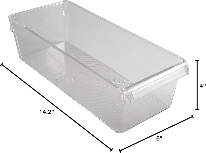 Kitchen Details 2 Pack Slim Refrigerator Storage Bin | Fridge & Freezer | Kitchen Organization | Stainless Steel Handle | Countertop | Cabinets | Pantry | Clear - Image 7