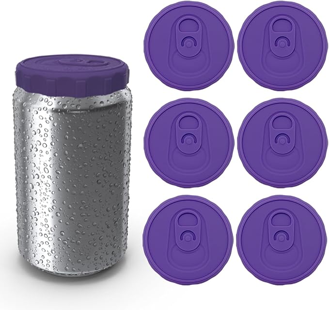 Silicone Soda Can Lids, 6 Pack Reusable Silicone Can Covers, Can Stopper or Protector For Soda, Beer, Drink, Juice, Coke, Beverage, Fits Standard Cans by Hoimoto