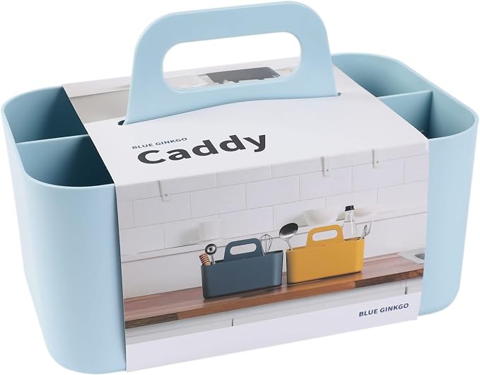 BLUE GINKGO Stackable Organizer Caddy, Rectangle, Blue, Made in Korea | Portable. Adjustable. Home, Office & School Storage. by BLUEGINKGO