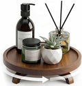 10" Solid Wood Lazy Susan Turntable Organizer for Cabinet, Pantry, Kitchen Countertop - Farmhouse Style with Raised Feet & Water-Resistant Coating, Rustic Bathroom Vanity Tray and Dining Table Decor by Unknown