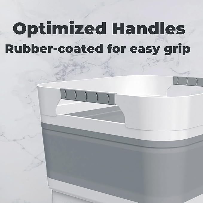 2.6 Gallon Collapsible Wash Basin - Large Capacity Portable Dish Tub with Drain Plug for Baby Bottles, RV Camping Kitchen, Space-Saving Foldable Sink (Gray) - Image 3