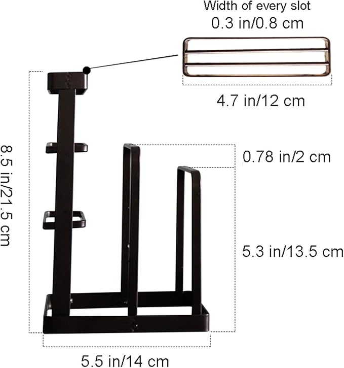VANRA Metal Steel Cutting Board Holder Knife Block Kitchen Organizer Pantry Bakeware Rack Pan Pot Cover Lid Rack Stand (Bronze) - Image 3