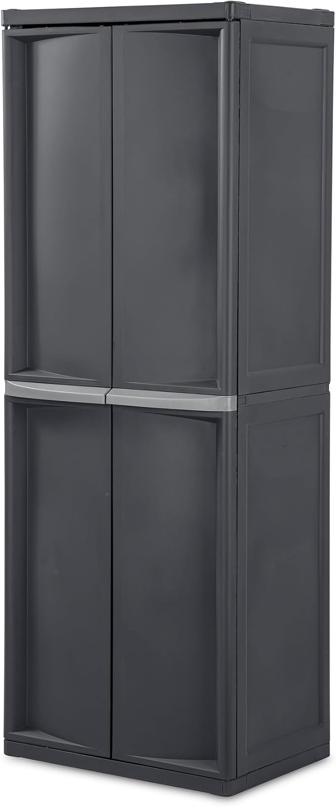 Sterilite 4 Shelf Cabinet, Lockable Utility Storage, Gray, 2-Pack | Adjustable Shelves - Plastic Shelving Unit for Organizing Garage, Pantry, Basement, Laundry Room or Mudroom by Sterilite